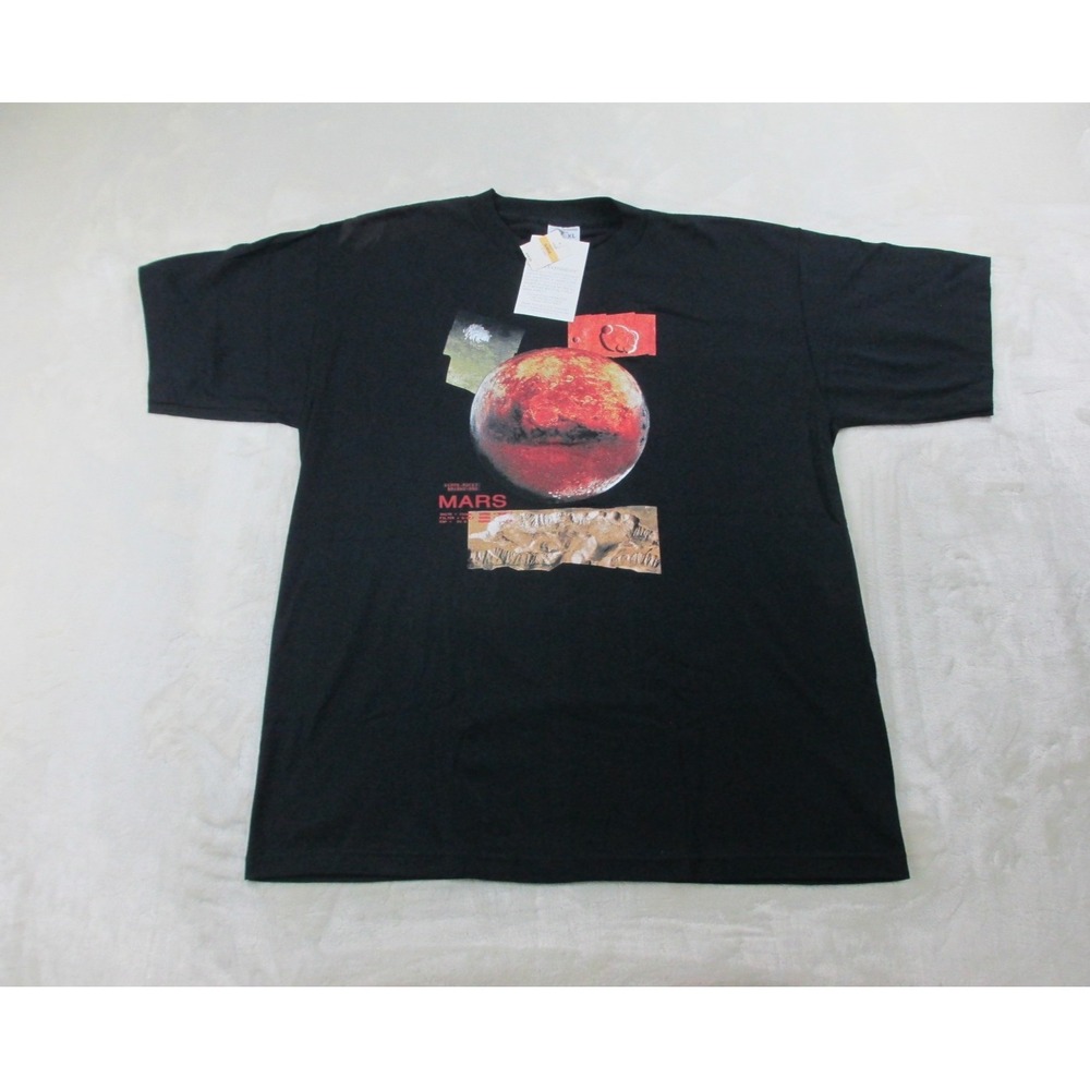 NEW VINTAGE Mars Shirt Mens XL Black Great Exploration Hands‎ On Museum 90s*